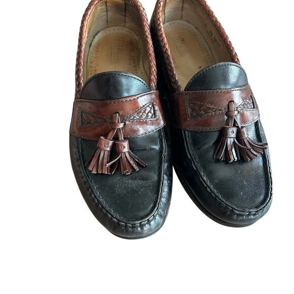 Cole Haan Maxfield Black and Brown Tassel Loafers - Picture 1 of 5